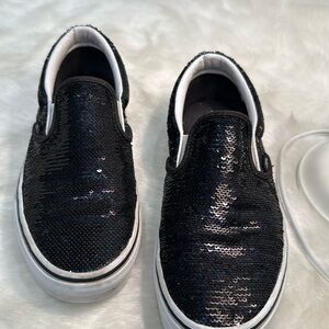 VANS OTW Black Sequin Slip On Skating Casual Shoes Sneakers Women's 5.0